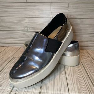 DKNY Chrome Metallic Platform Sneakers/Loafers/Slip ons Size 7.5